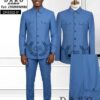 DARO Uomo Men's Executive Mandarin-Collar Suit Set – Sky Blue