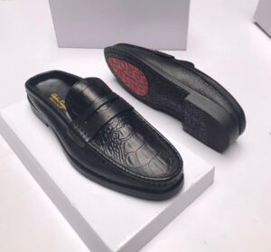 Salvatore Ferragamo Men's Croc-Embossed Mule Loafers