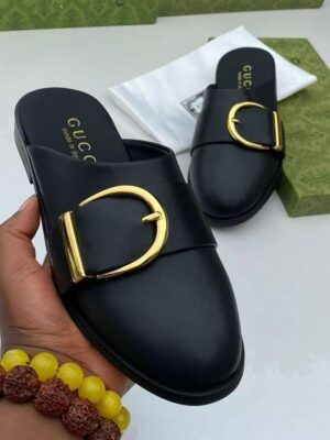 Gucci Premium Leather Mule Half Shoe – Black