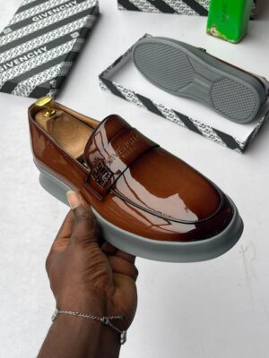 Givenchy Paris Premium Patent Leather Loafers – Brown