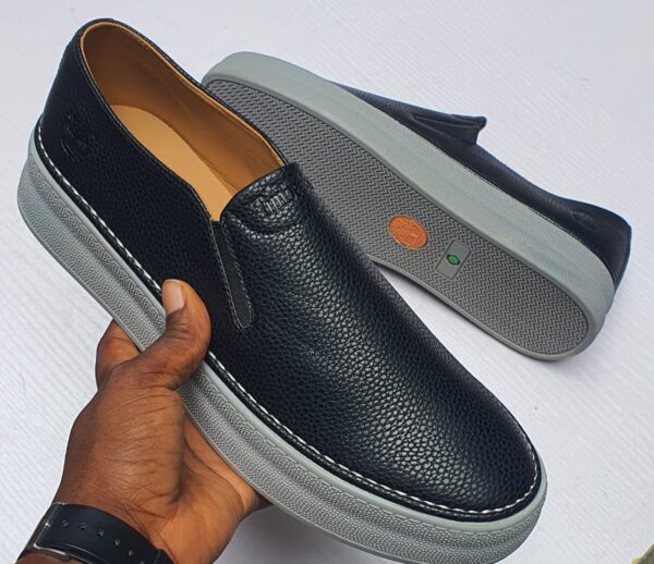 Timberland Premium Black Leather Slip-On Shoes