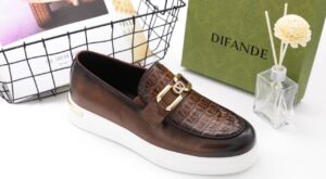 DIFANDE Men's Luxury Crocodile-Texture Slip-On Loafers