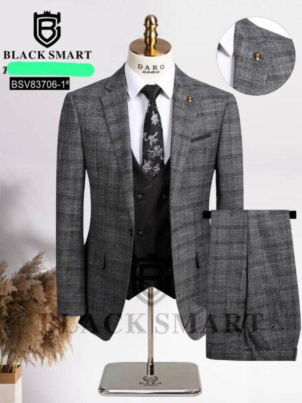 IMG-2Black Smart™ Executive Glen Plaid Three-Piece Suit0260605-WA0206 Black Smart™ Executive Glen Plaid Three-Piece Suit