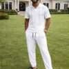 LuxeStride™ Men's Premium White Polo & Jogger Set