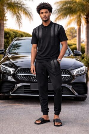 Men’s Premium Black Two-Piece Casual Set