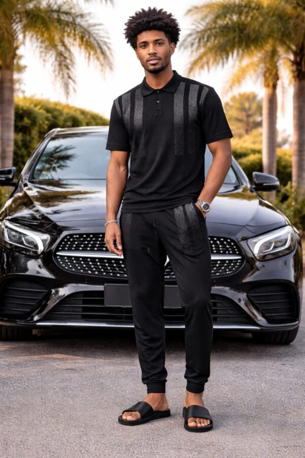 Men’s Luxury Black Polo & Trouser Set