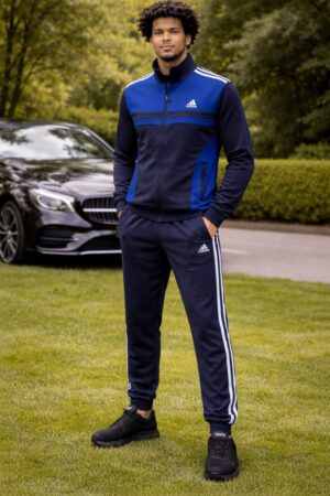 Adidas Men's Navy Blue and Royal Blue Premium Tracksuit Set